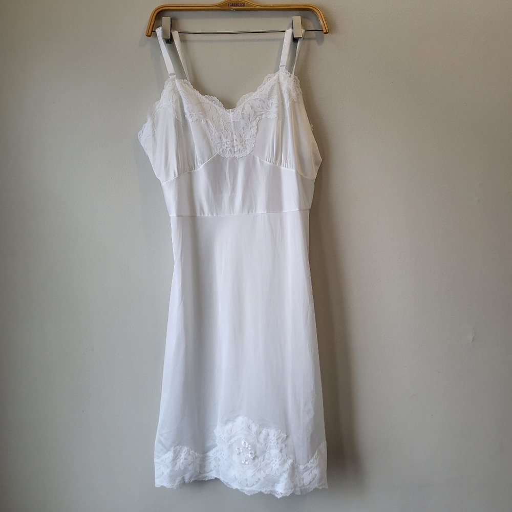 Infidelle White Lace Trim Feminine Summer Layering Slip/ Dress